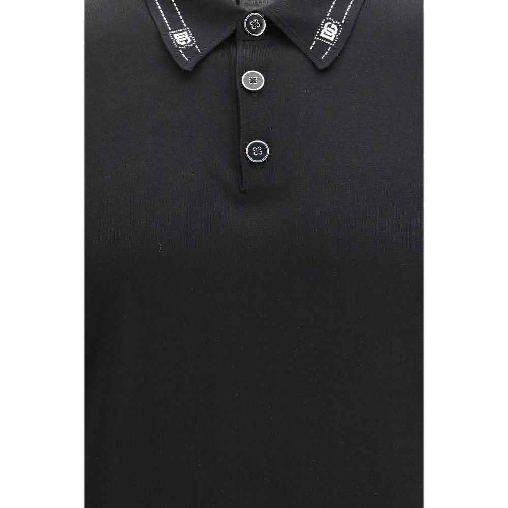 Dolce & Gabbana Black Silk Polo Shirt