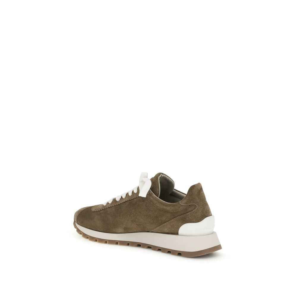 Brunello Cucinelli Brown Calf Leather Bos Taurus Platform Sneakers