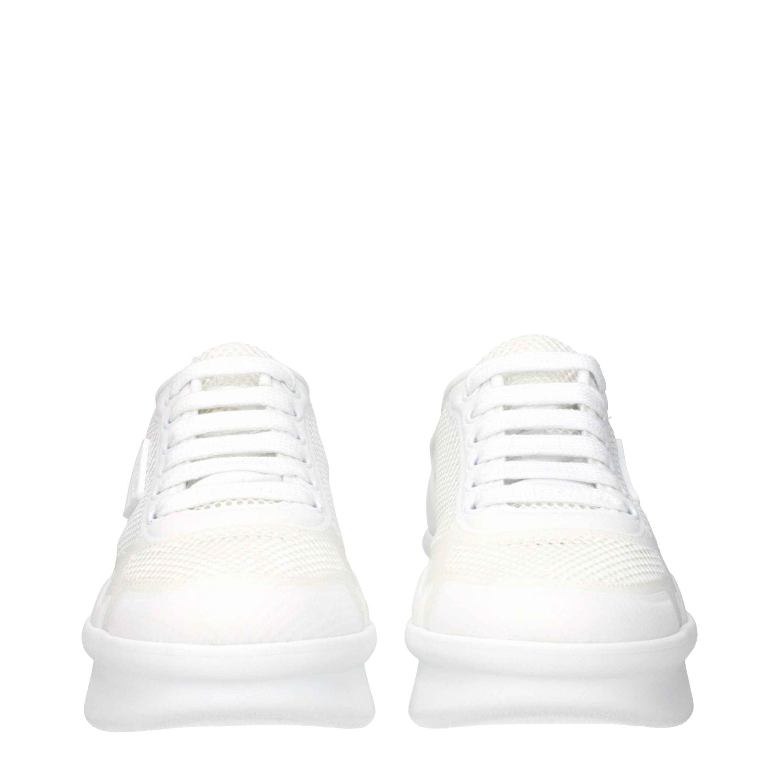 Prada White Fabric Low Top Sneakers