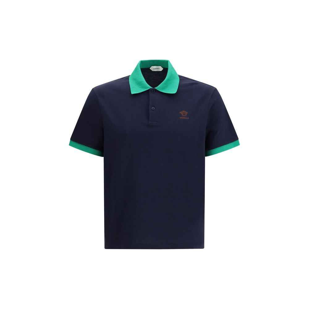 Versace Blue Cotton Polo Shirt