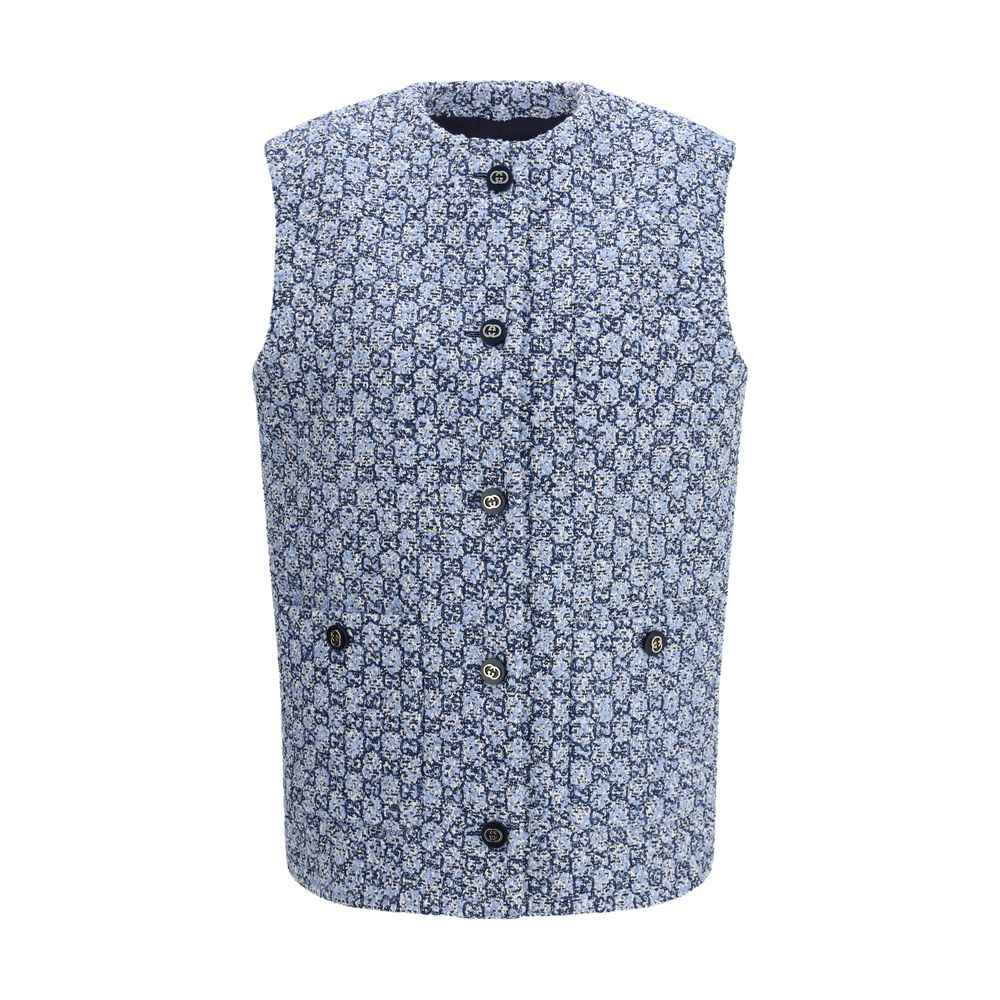 Gucci Blue Cotton Sleeveless Jacket