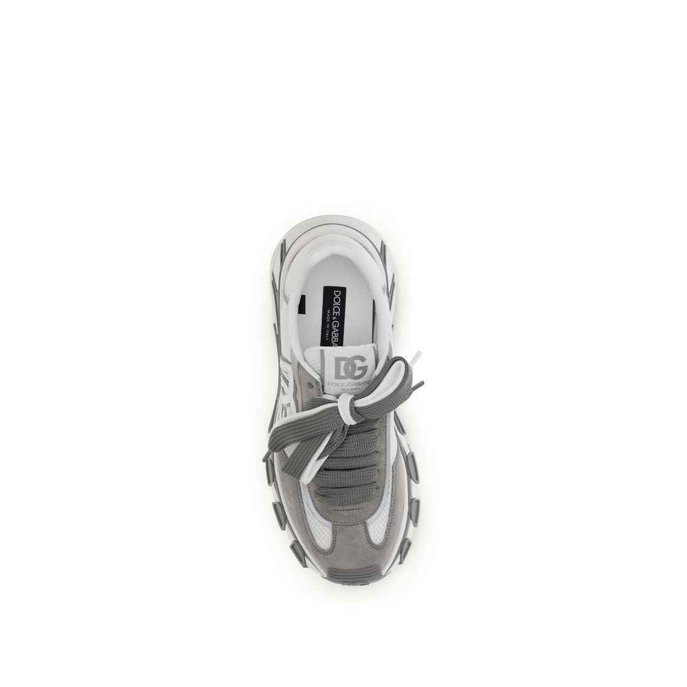 Dolce & Gabbana Gray Calf Leather Bos Taurus Athletic Sneakers