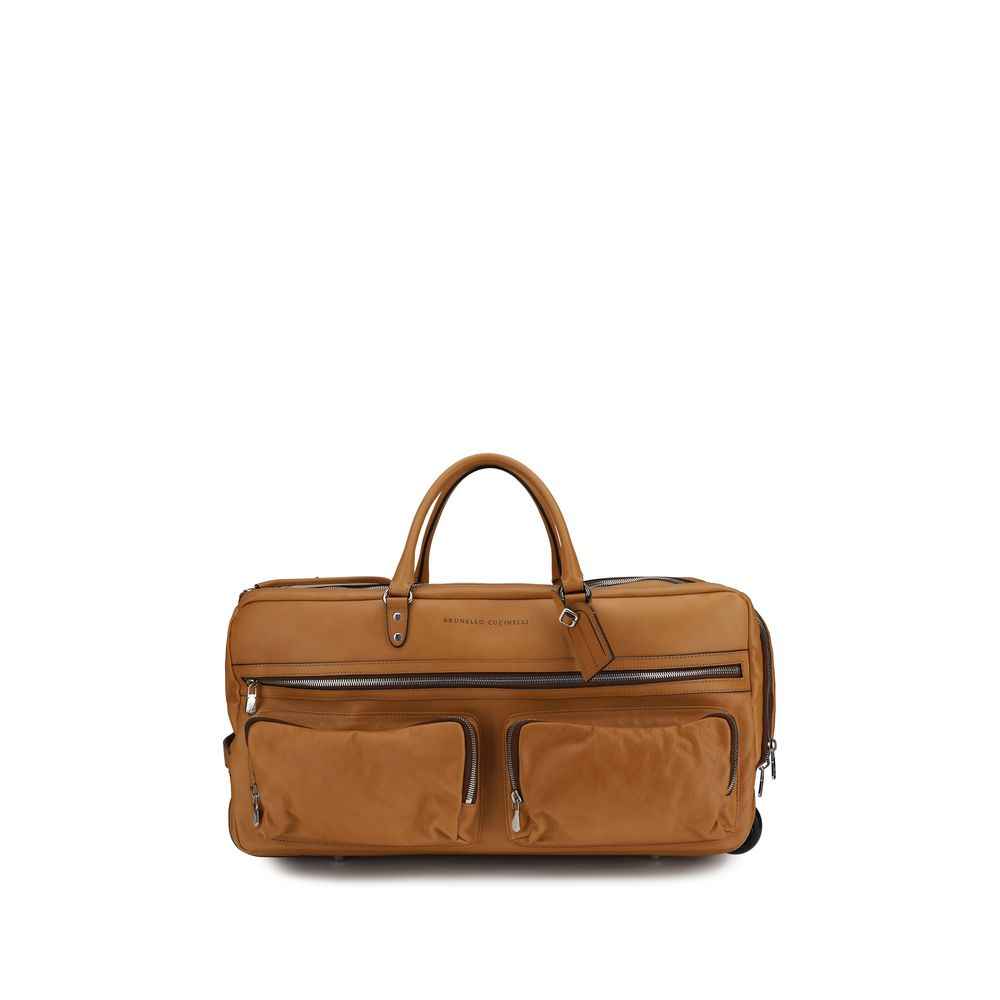 Brunello Cucinelli Brown Calf Leather Bos Taurus Luggage And Travel