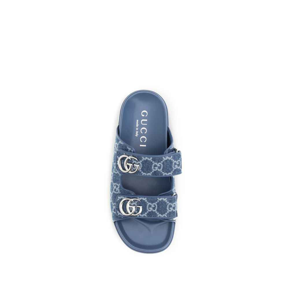 Gucci Blue Cotton Flat Sandals