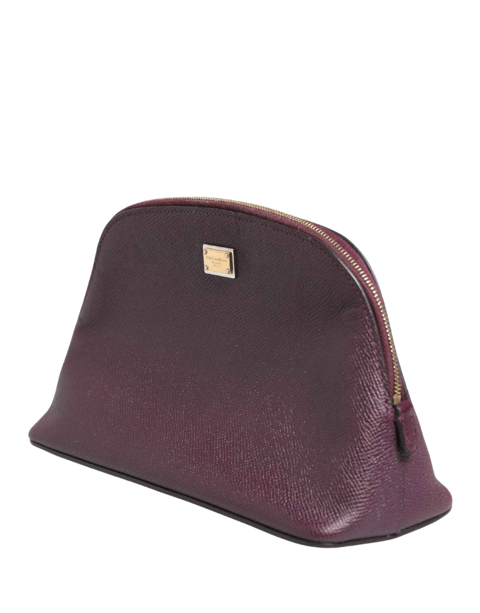 Dolce & Gabbana Dark Purple Leather DG Logo Zip Around Hand Purse Wallet