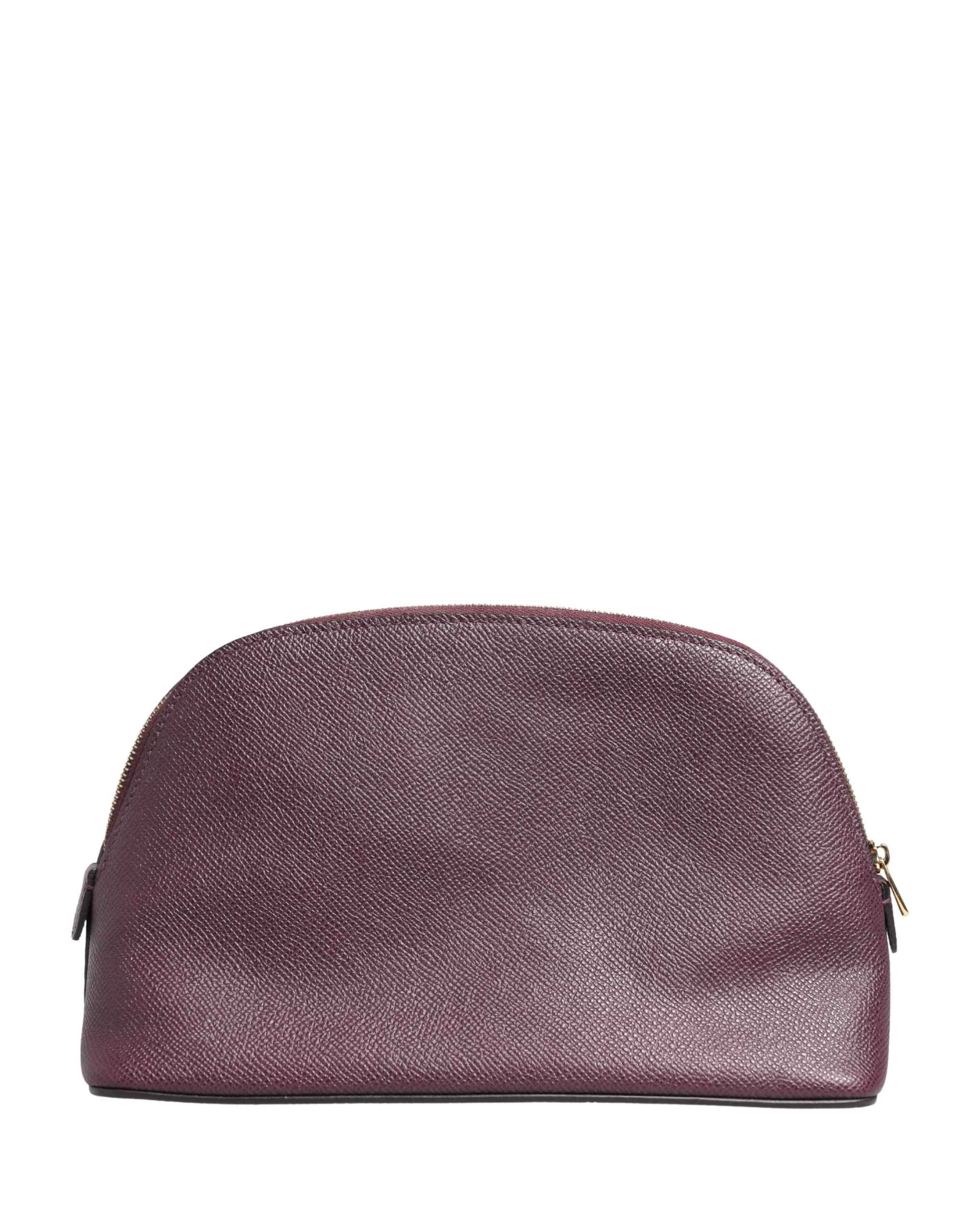 Dolce & Gabbana Dark Purple Leather DG Logo Zip Around Hand Purse Wallet