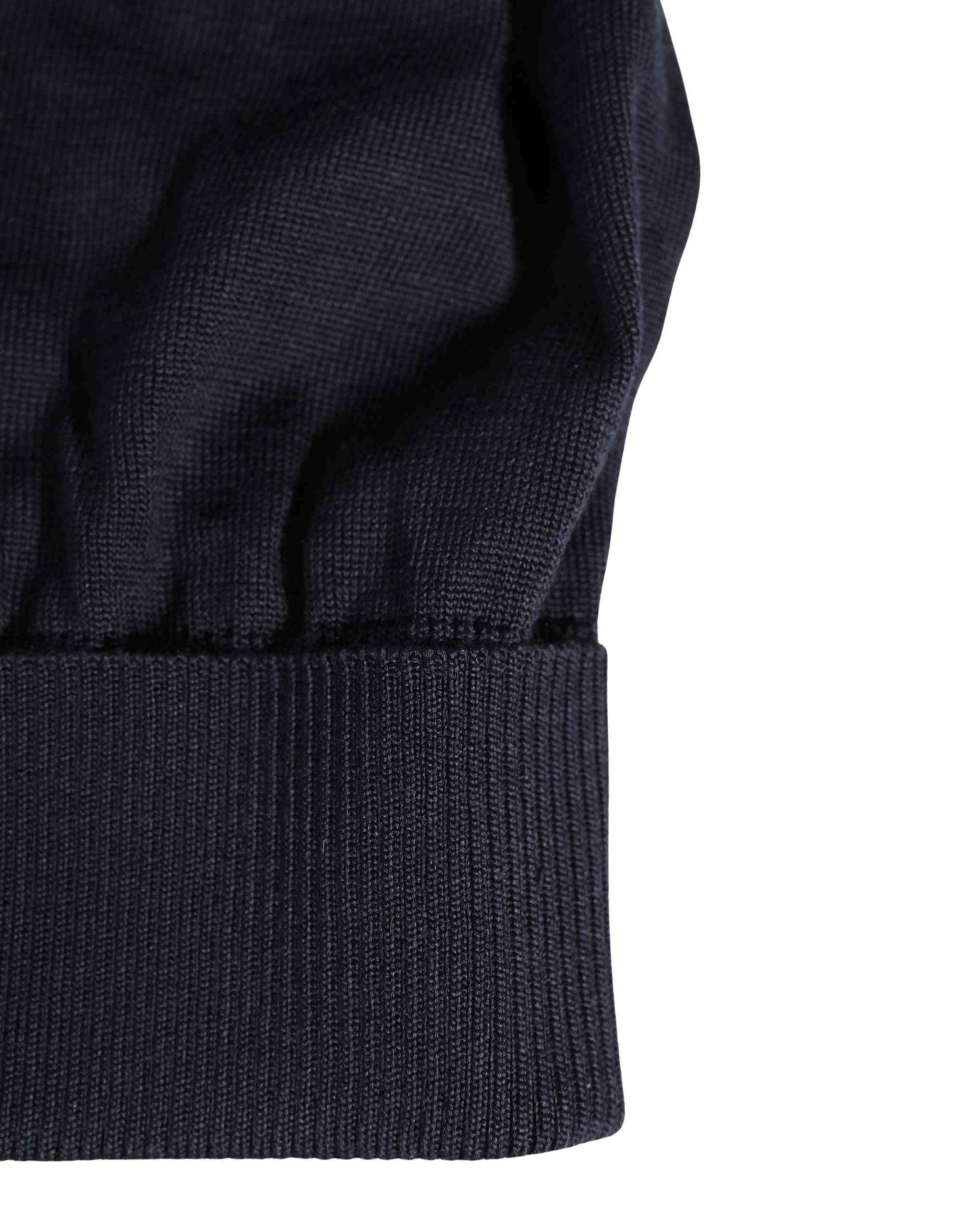Dolce & Gabbana Black Solid Wool Knitted Winter Beanie Cap Hat