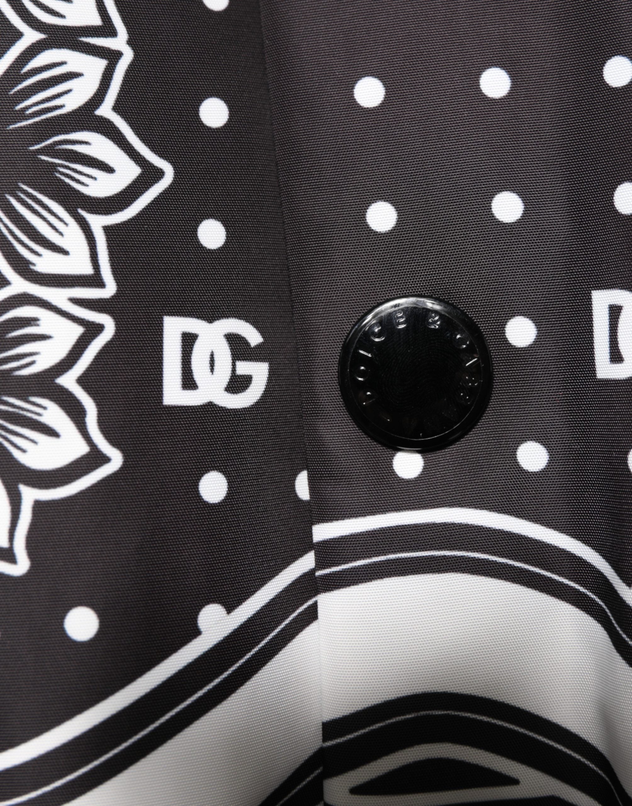 Dolce & Gabbana Black White BandanaPrint Men Bomber Jacket