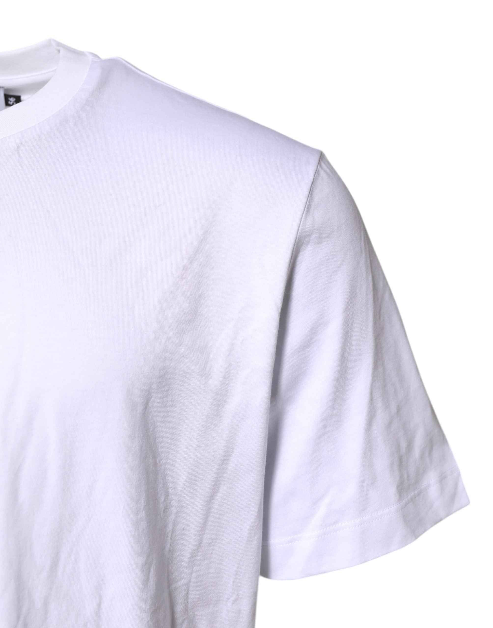 Dolce & Gabbana White Cotton DG Logo Embroidery Men T-shirt