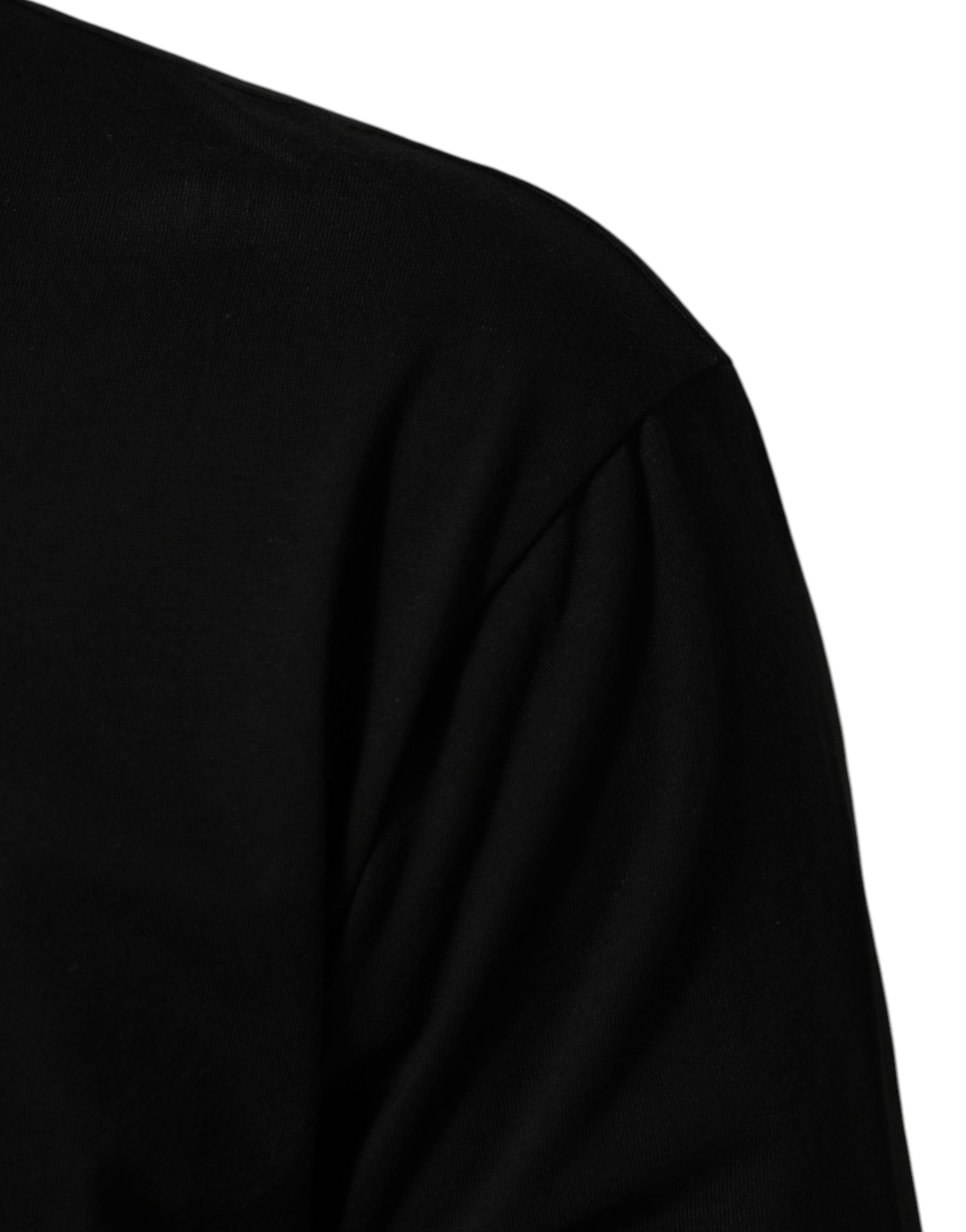 Dolce & Gabbana Black Statement Cotton Crew Neck Men T-shirt