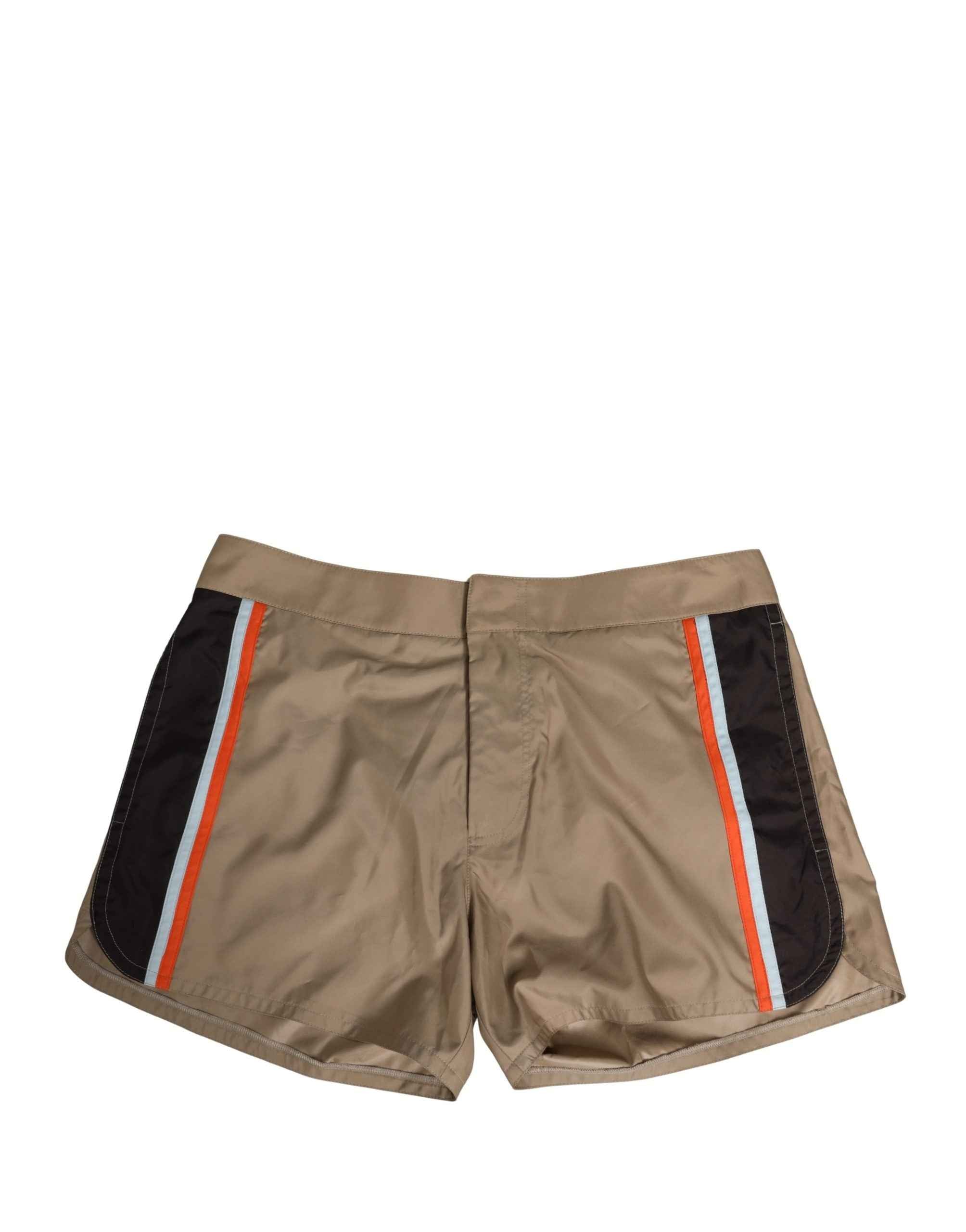 Dolce & Gabbana Brown Cotton Blend Mid Length Boxer Underwear