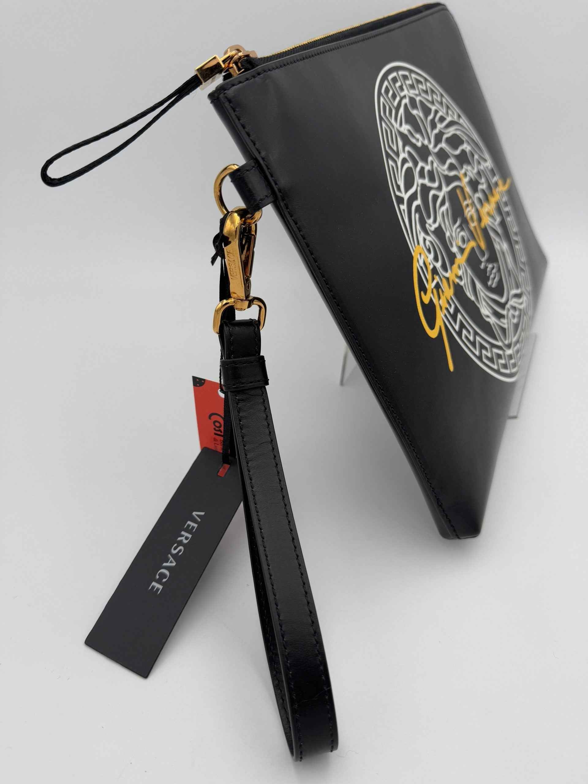 Versace VERSACE LA MEDUSA Signature Leather Clutch