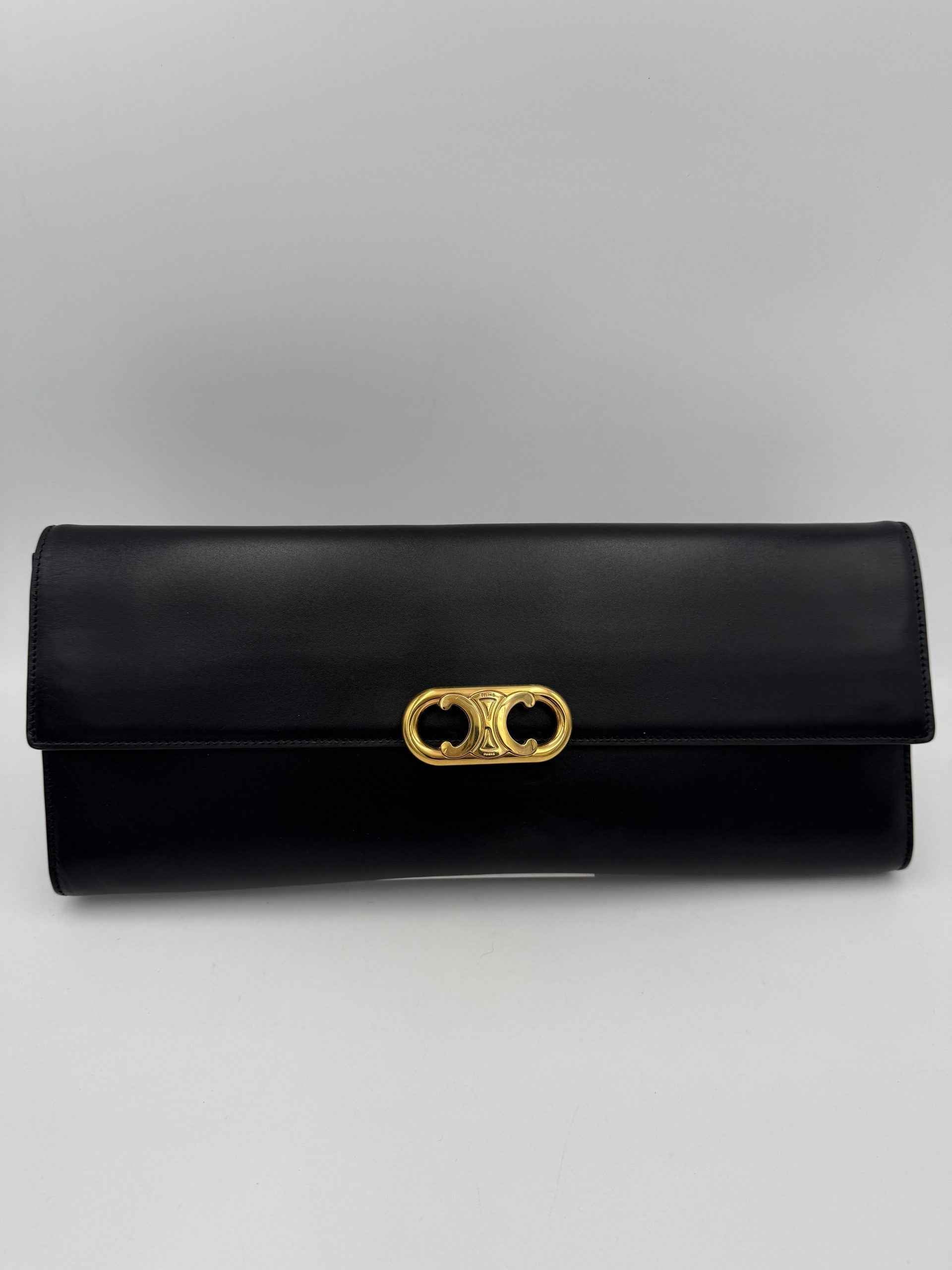 Celine CELINE TRIOMPHE Black Clutch