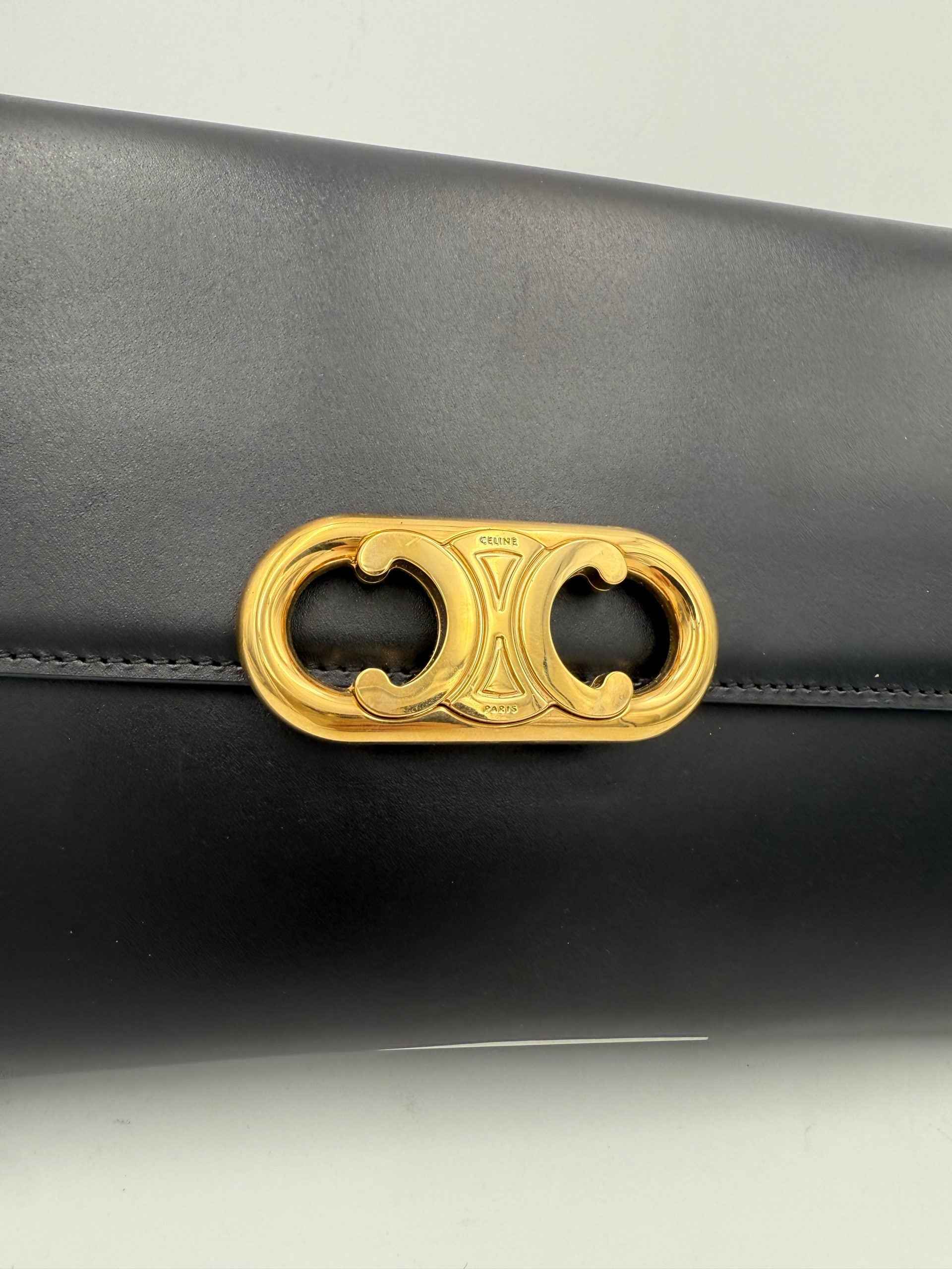 Celine CELINE TRIOMPHE Black Clutch