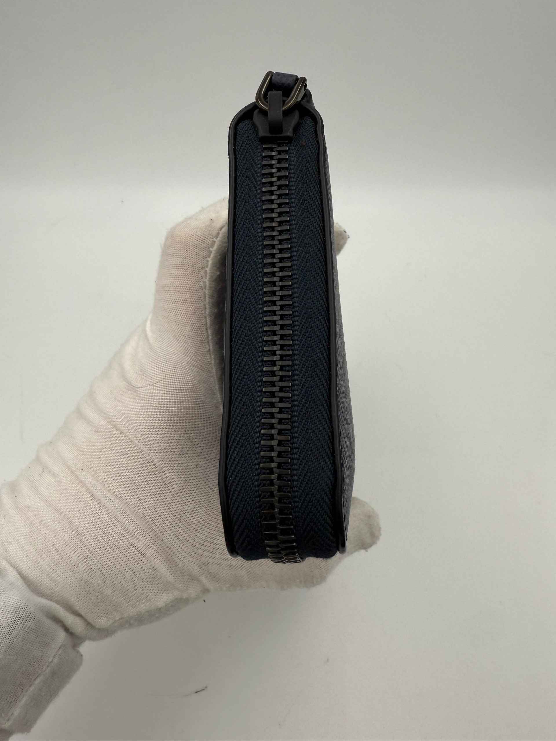 Prada PRADA Zip in Blue Saffiano Wallet
