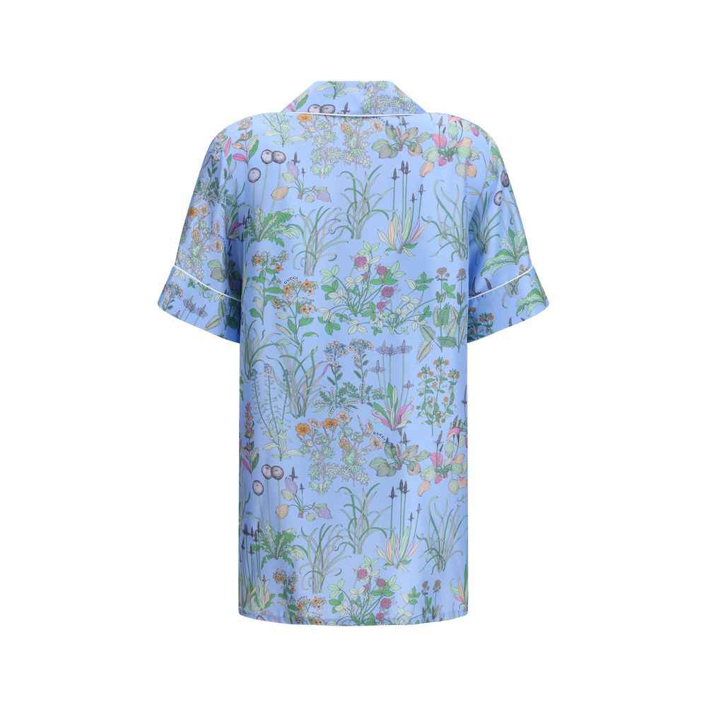 Gucci Blue Silk Shortsleeve Shirt