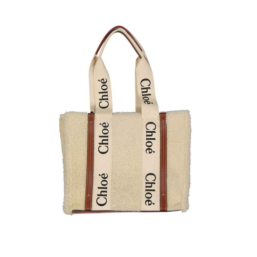 Chloé Beige Lamb Fur Tote Bag