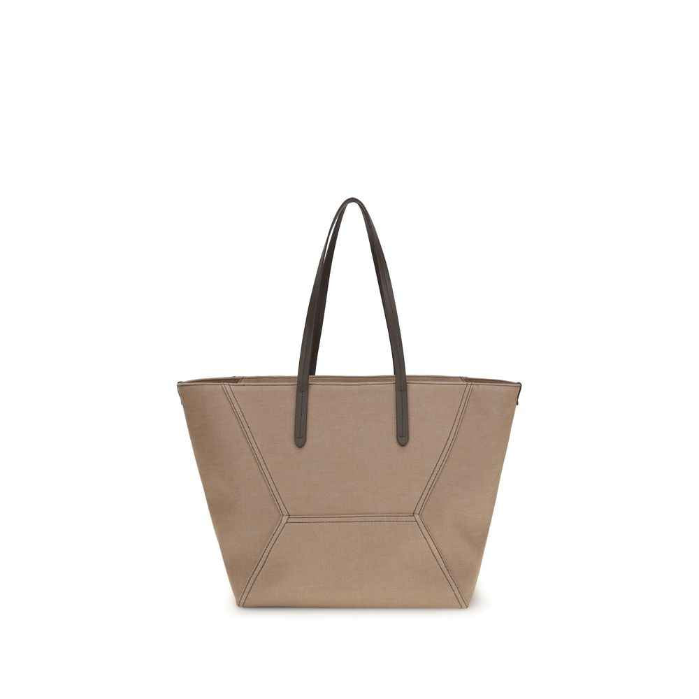 Brunello Cucinelli Beige Cotton Shoulder Bag