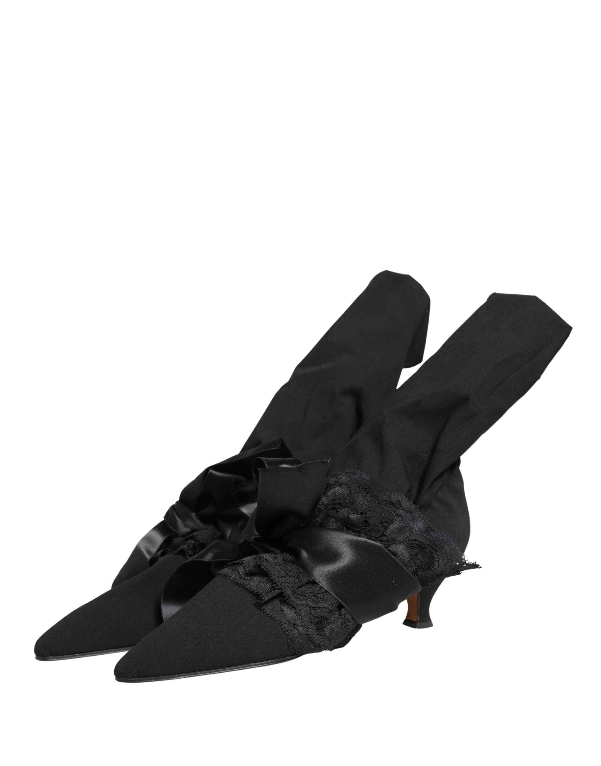 Dolce & Gabbana Black Suede Mid Calf Boots Shoes