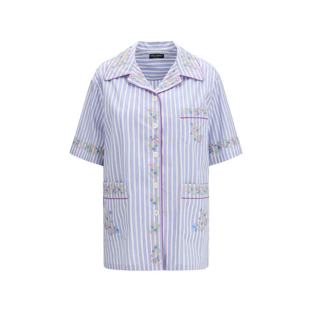 Dolce & Gabbana Blue Cotton Shortsleeve Shirt