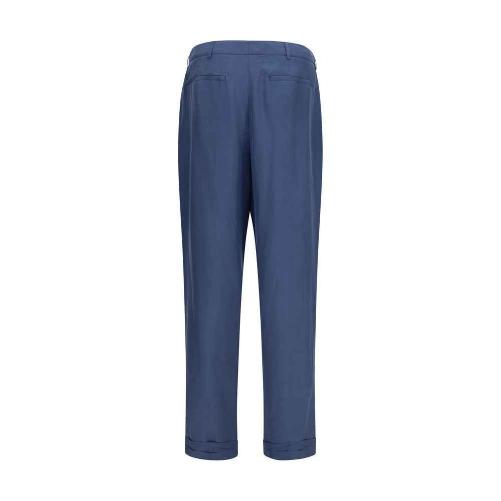 Saint Laurent Blue Silk Dress Pants