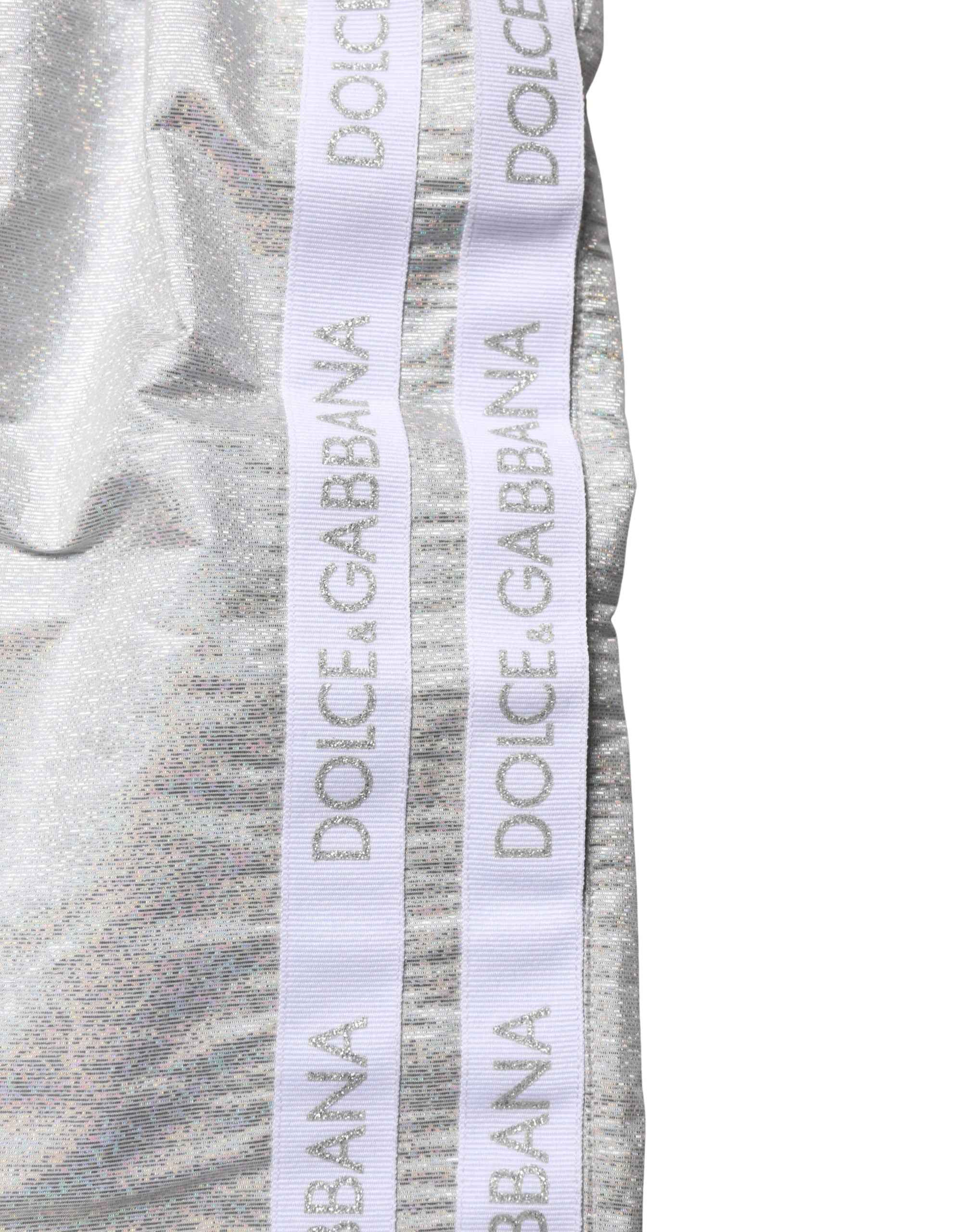 Dolce & Gabbana Silver Polyester Drawstring Men Shorts Swimwear