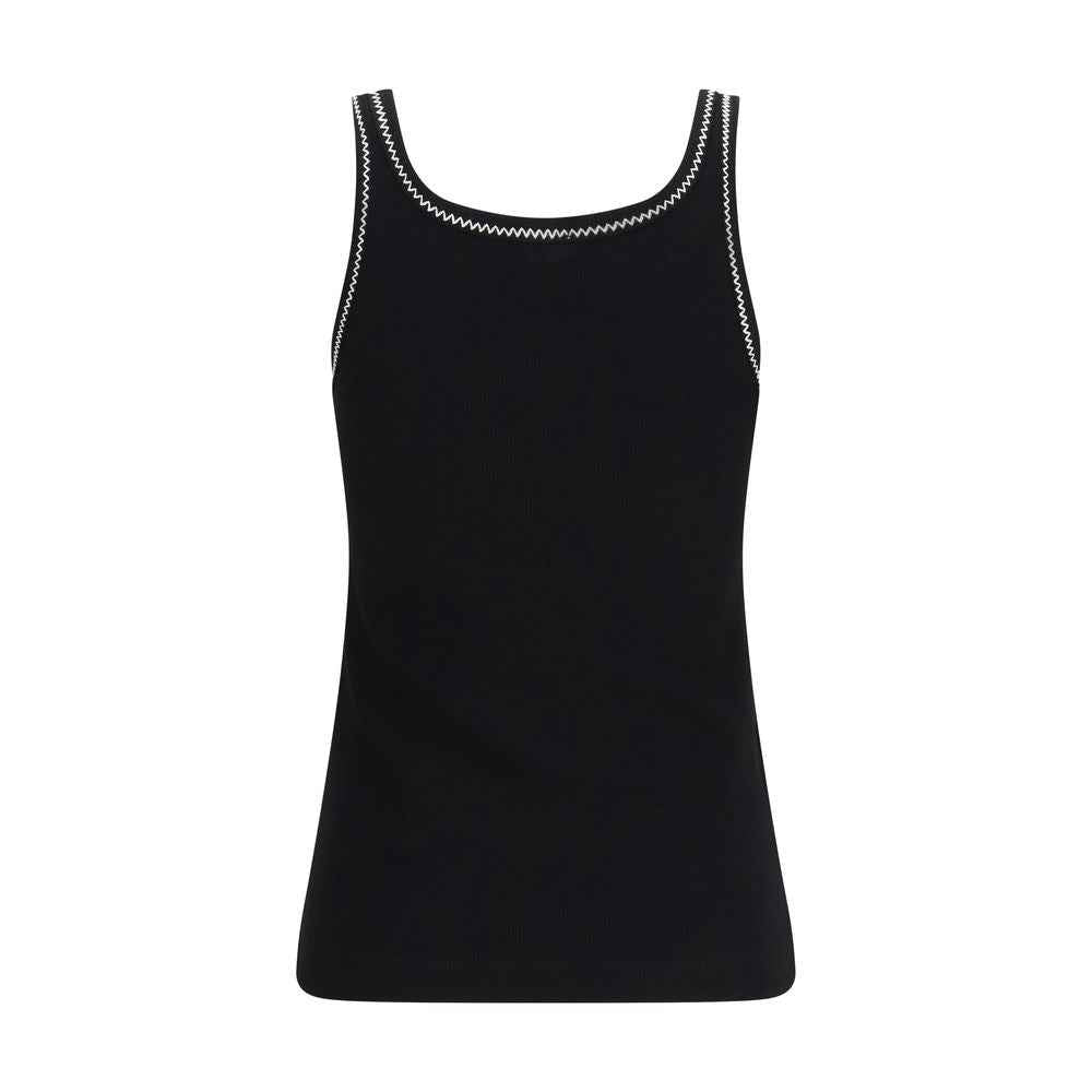 PINKO Black Cotton Sleeveles T-Shirt