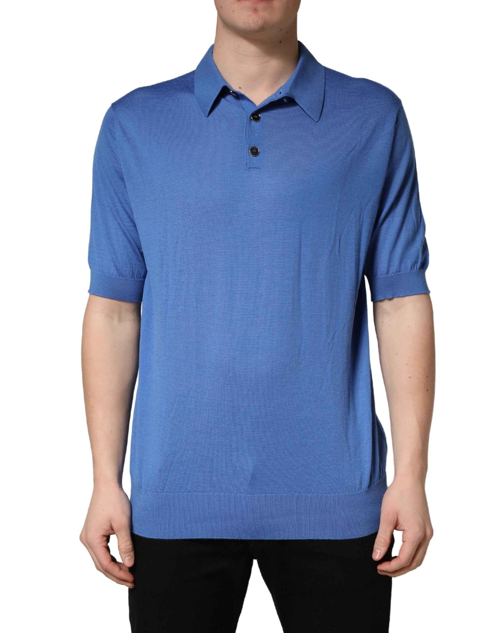 Dolce & Gabbana Blue Cashmere Short Sleeves Polo T-shirt