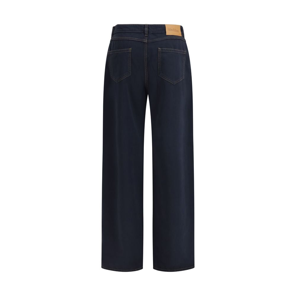 Max Mara Blue Cotton Casual Pants