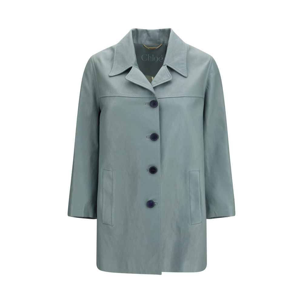 Chloé Blue Lamb Leather Leather Jacket
