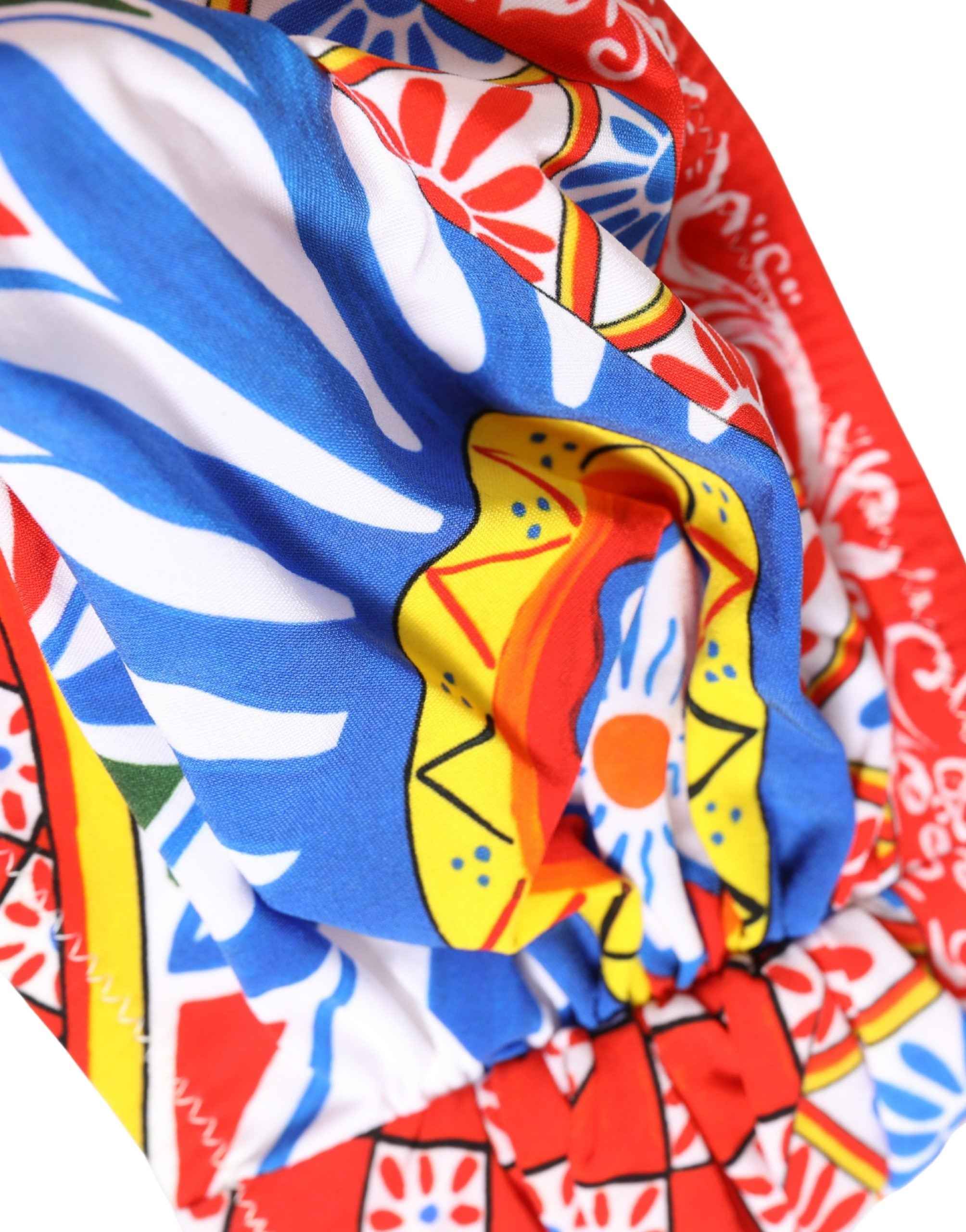 Dolce & Gabbana Multicolor Carretto Bandeau Swimsuit Top Swimwear