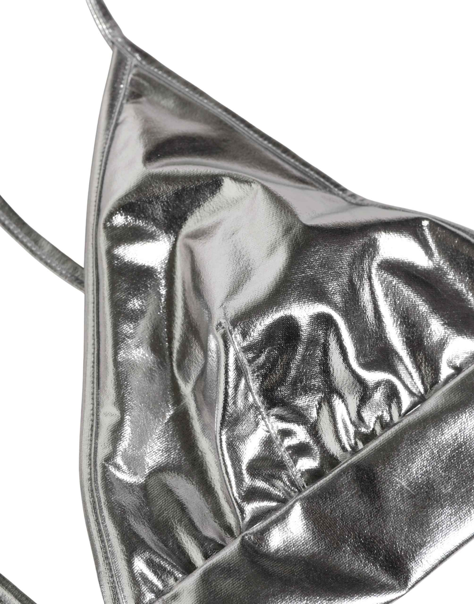 Dolce & Gabbana Metallic Silver Sleeveless Bustier Cropped Top