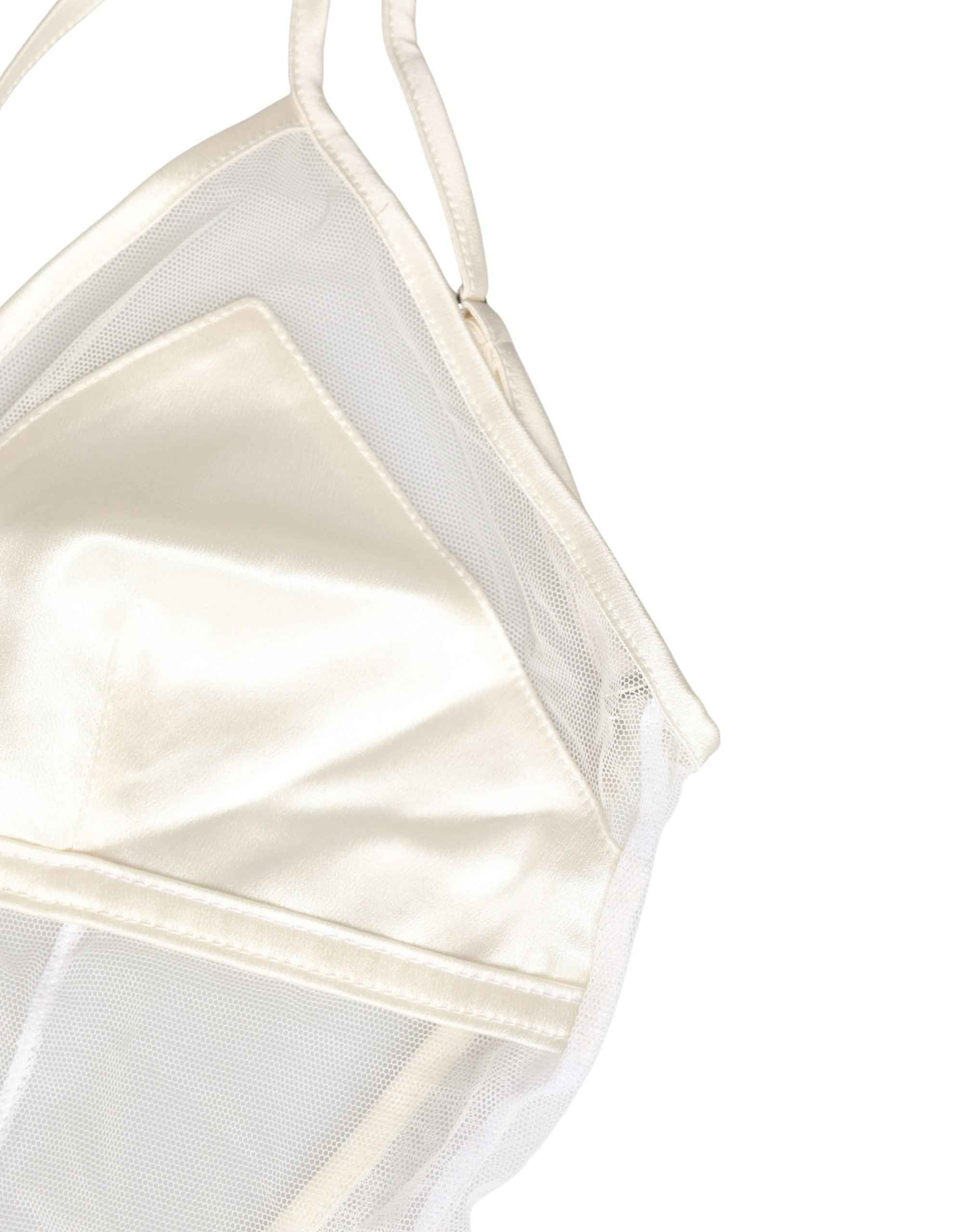 Dolce & Gabbana White Sheer Nylon Bodysuit Halterneck Underwear
