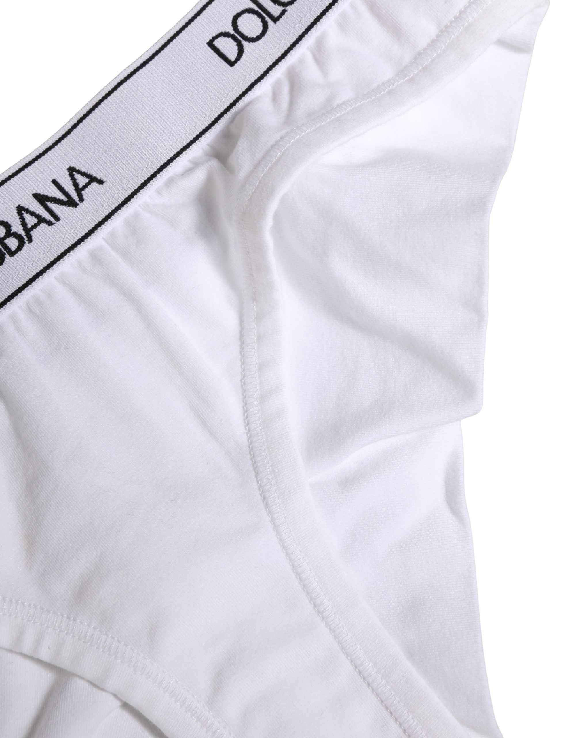 Dolce & Gabbana White Cotton Logo Waistband Brief Panty Underwear