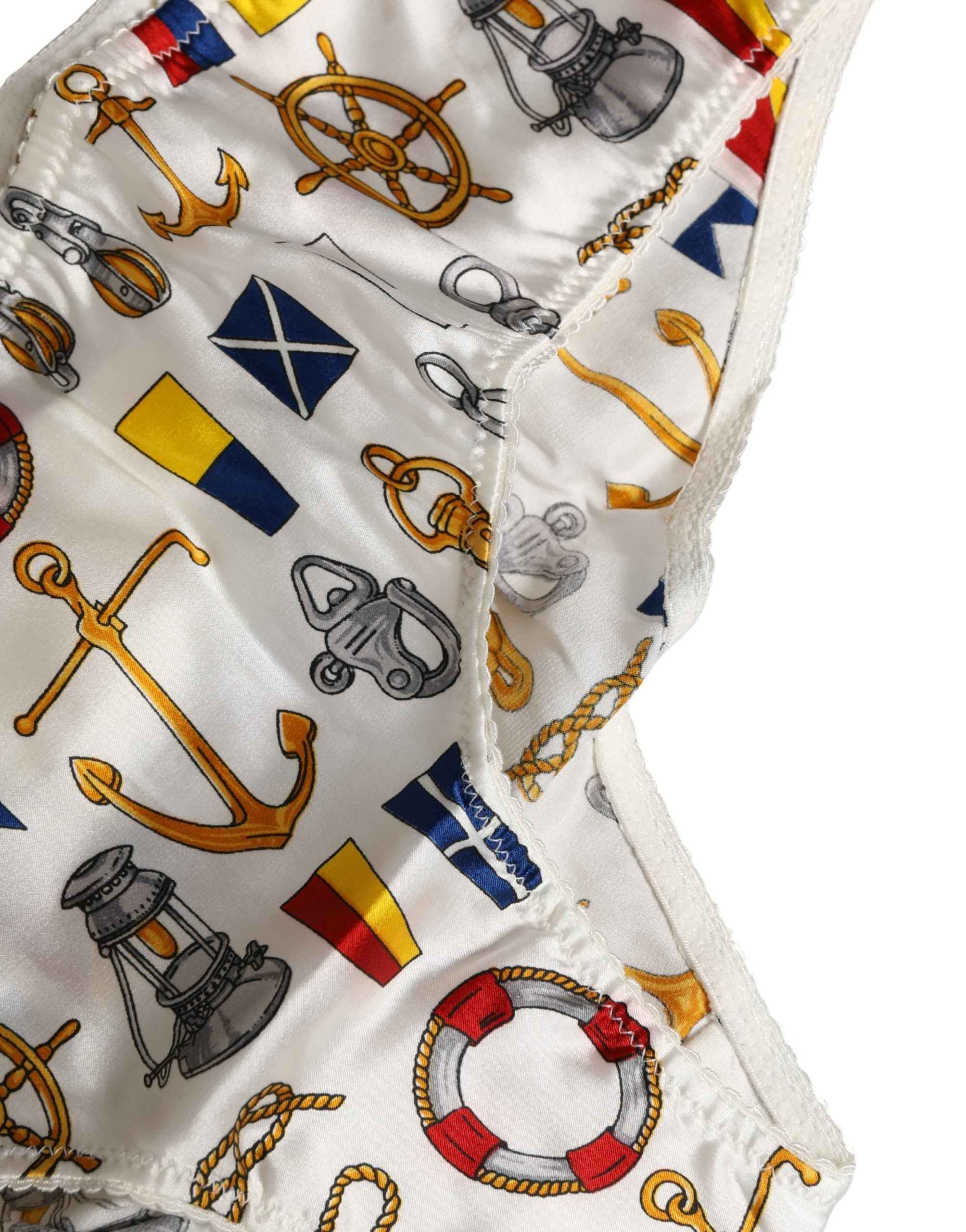 Dolce & Gabbana White Sailor Print Polyester Bottoms Underwear