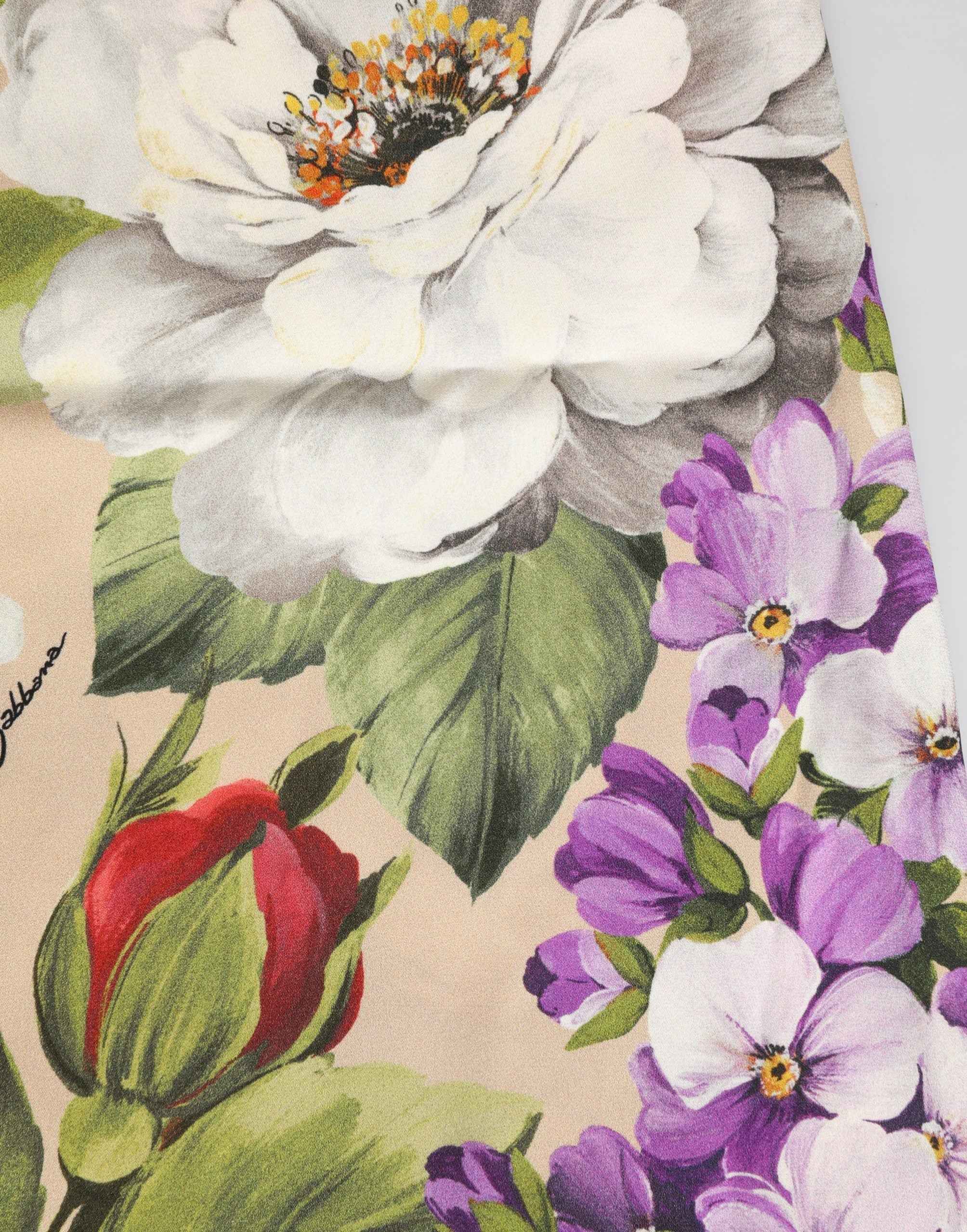 Dolce & Gabbana Beige Floral Silk Tank Short Chemise Sleepwear