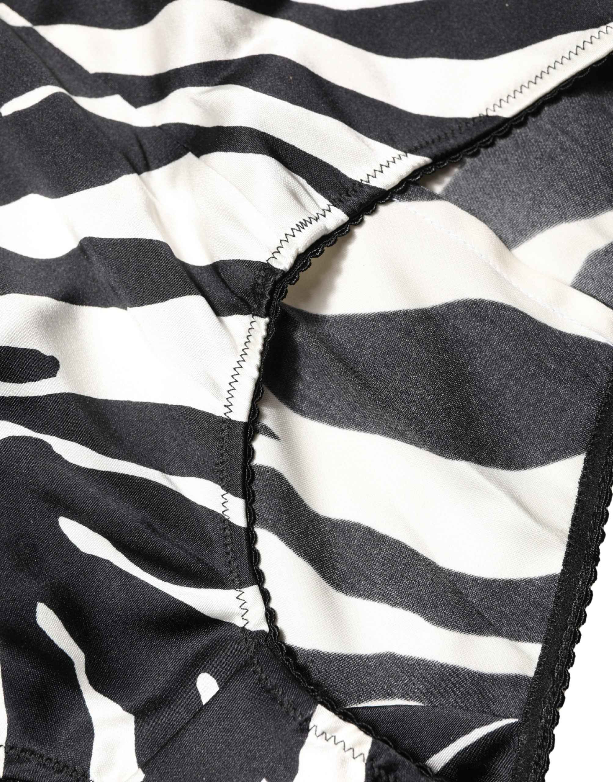 Dolce & Gabbana Black White Zebra High Waist Girdle Panty Underwear