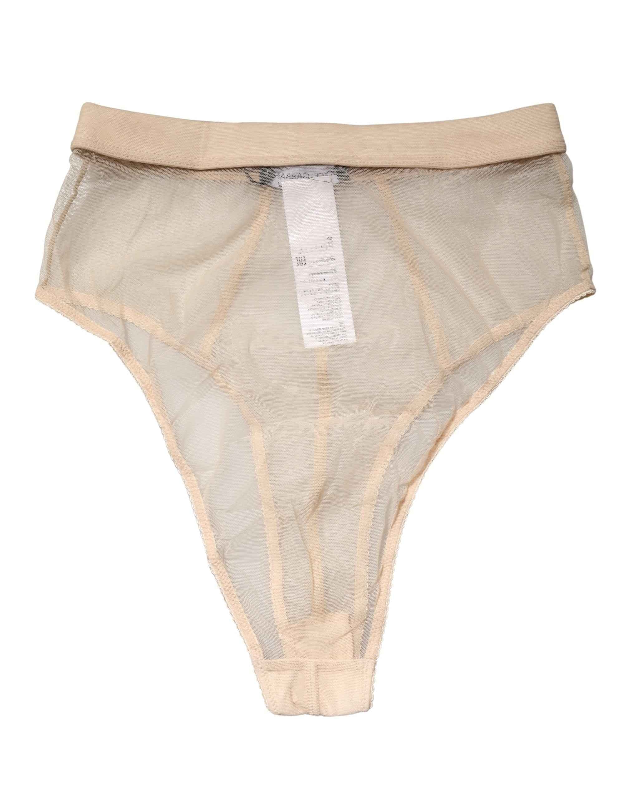 Dolce & Gabbana Beige Silk Blend High Waist Brief Panty Underwear