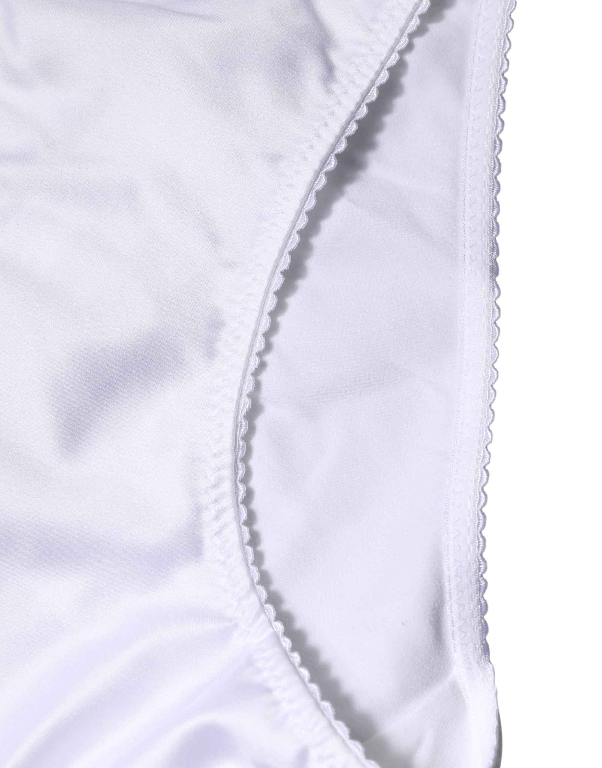 Dolce & Gabbana White Silk Stretch Mid Waist Brief Panty Underwear