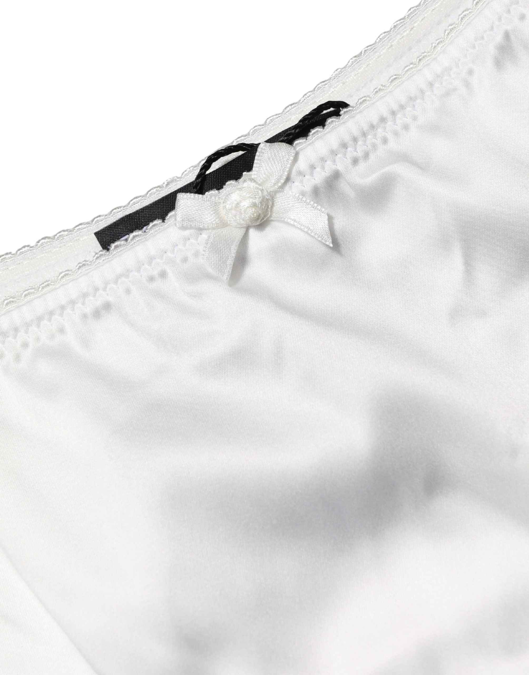 Dolce & Gabbana White Silk Stretch Mid Waist Brief Panty Underwear