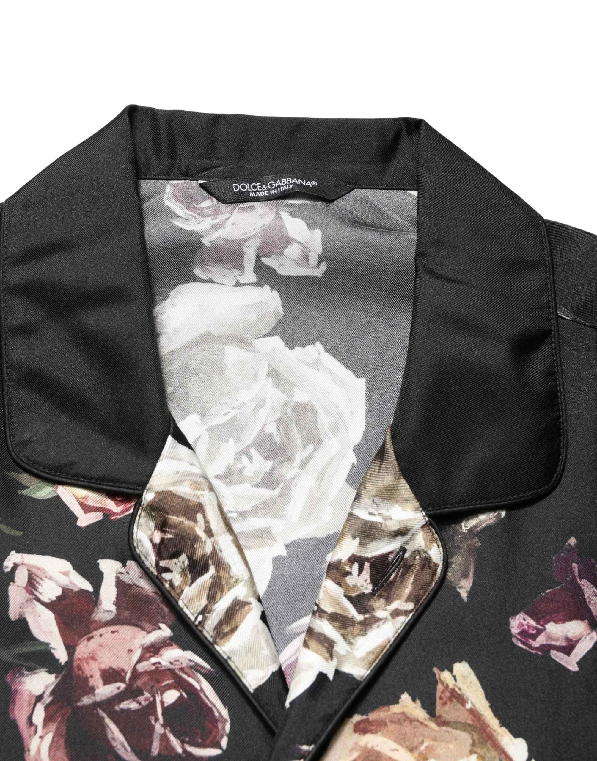 Dolce & Gabbana Black Floral Print Long Sleeves Casual Shirt
