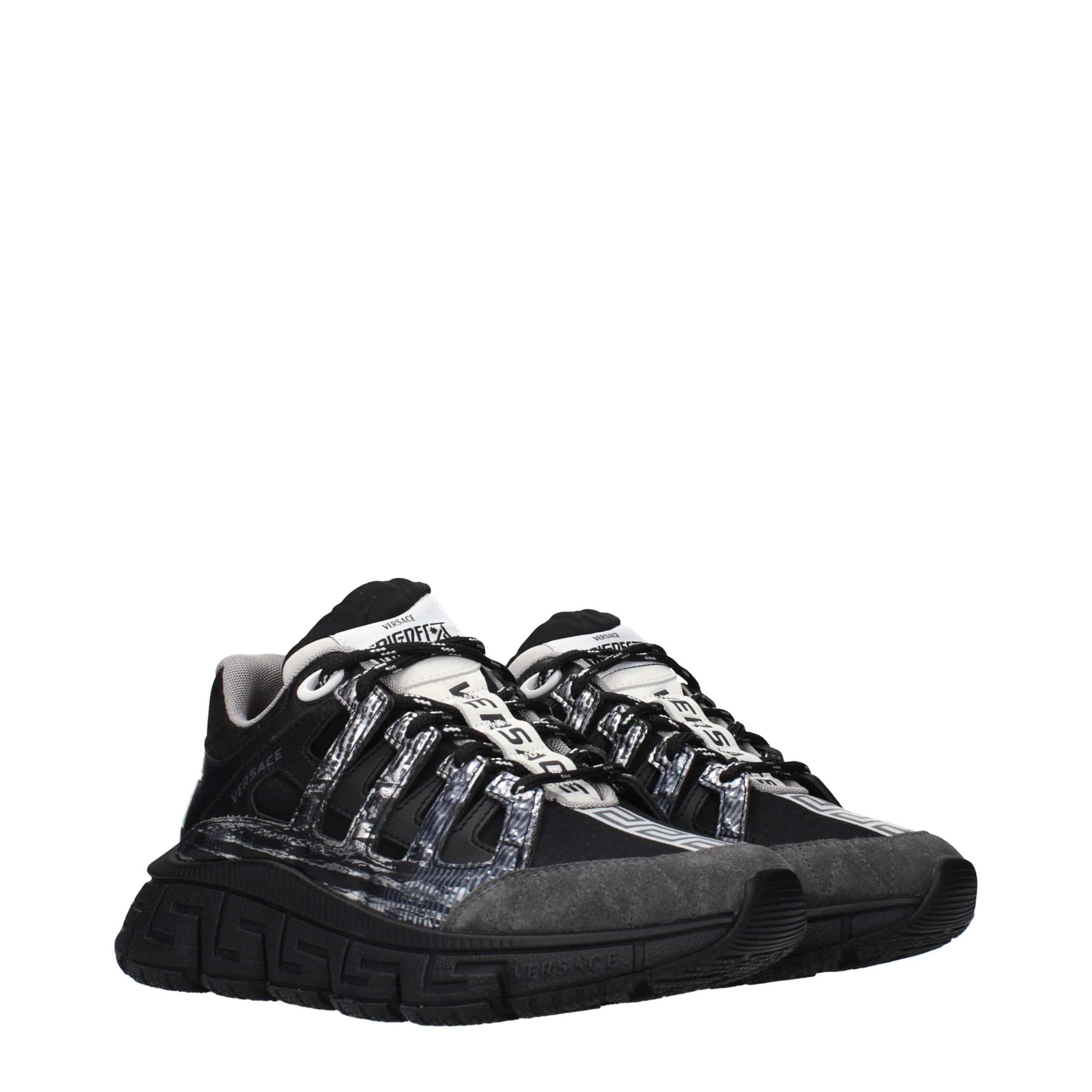 Versace Black Fabric Athletic Sneakers