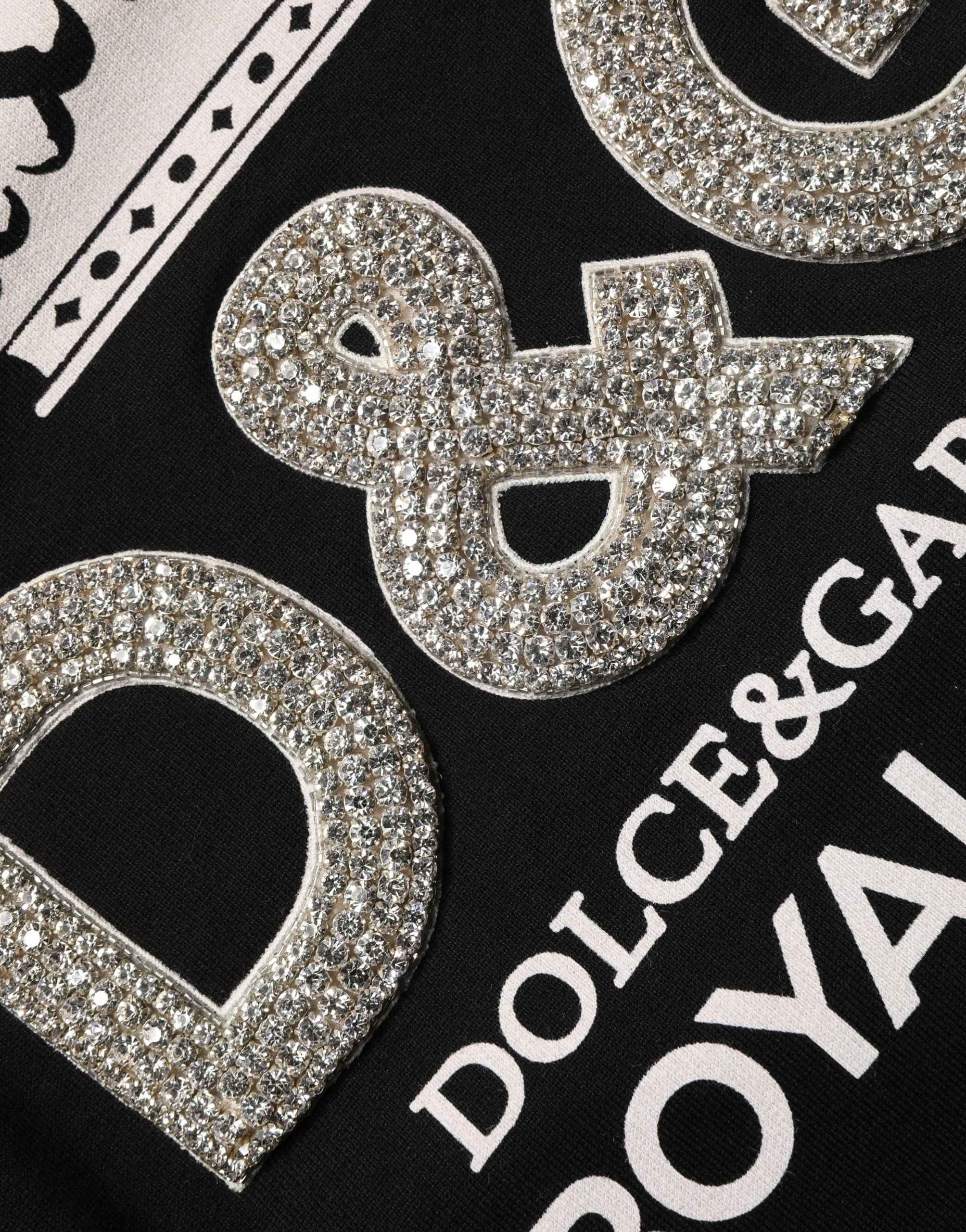 Dolce & Gabbana Black Embellished Cotton Sweatshirt Sweater