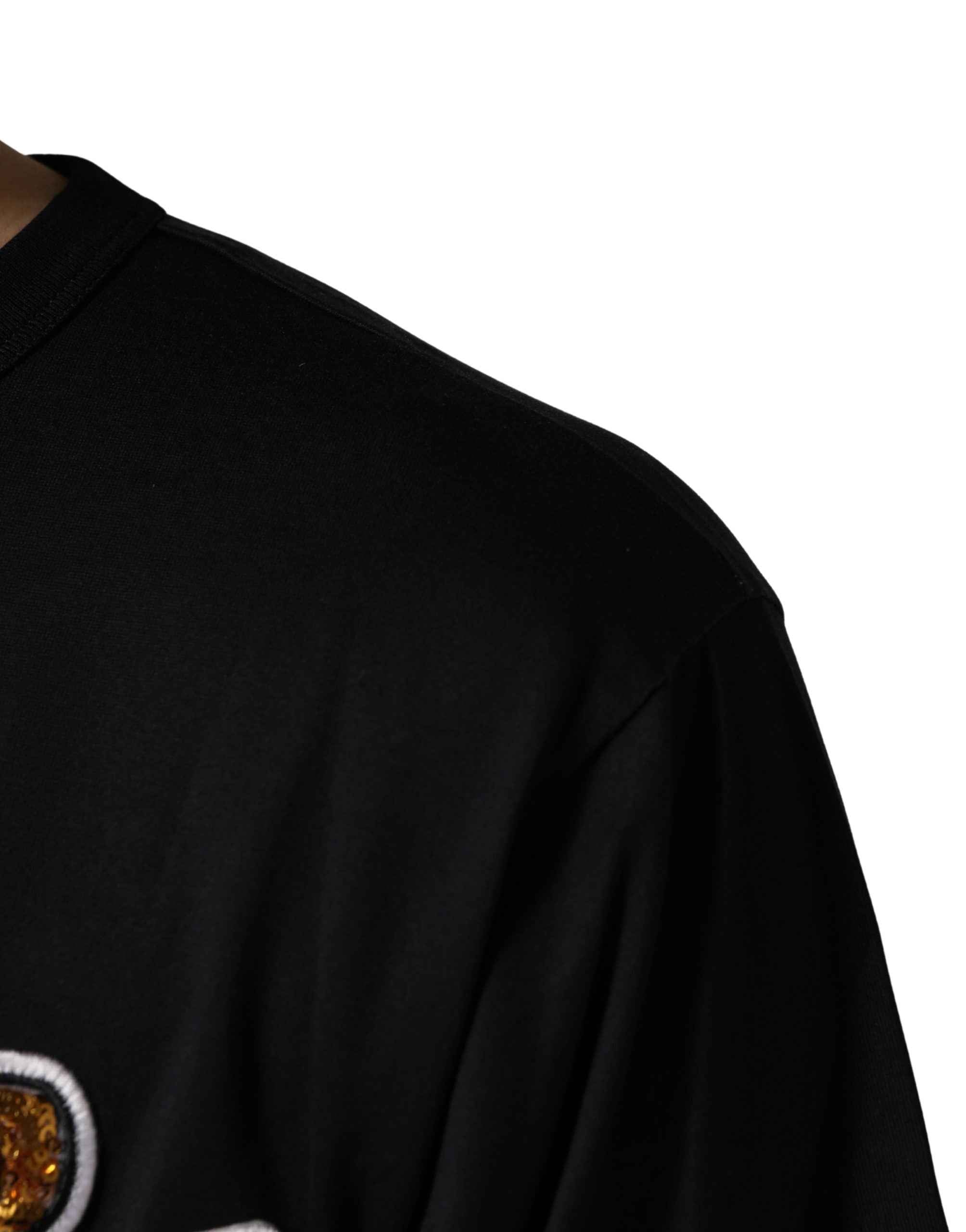 Dolce & Gabbana Black Angel Print Cotton Crew Neck T-shirt