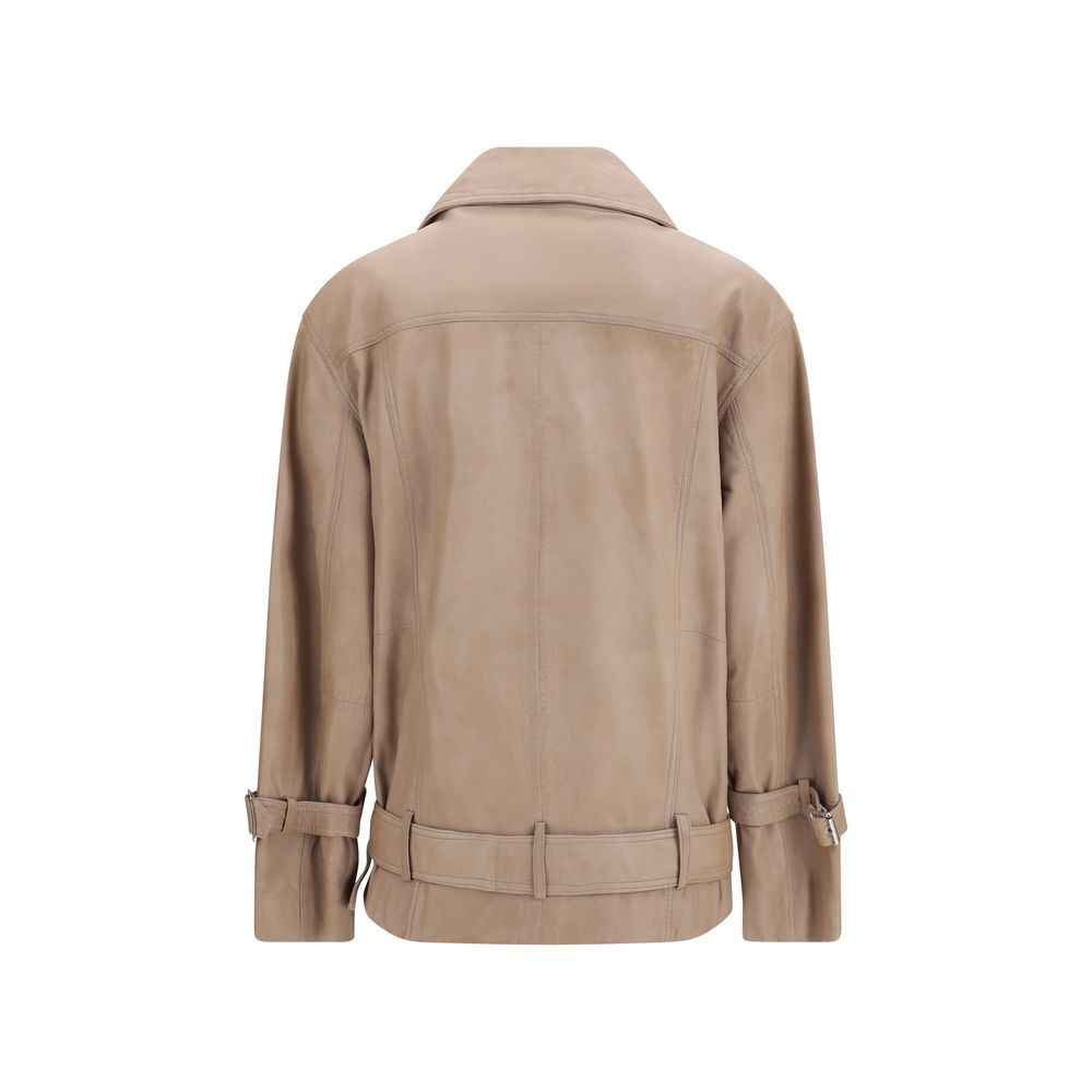 PINKO Beige Lambskin Leather Jacket