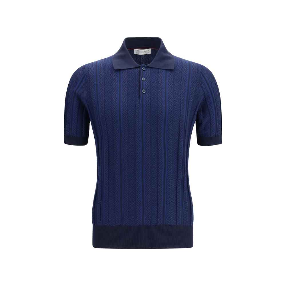 Brunello Cucinelli Blue Cotton Polo Shirt