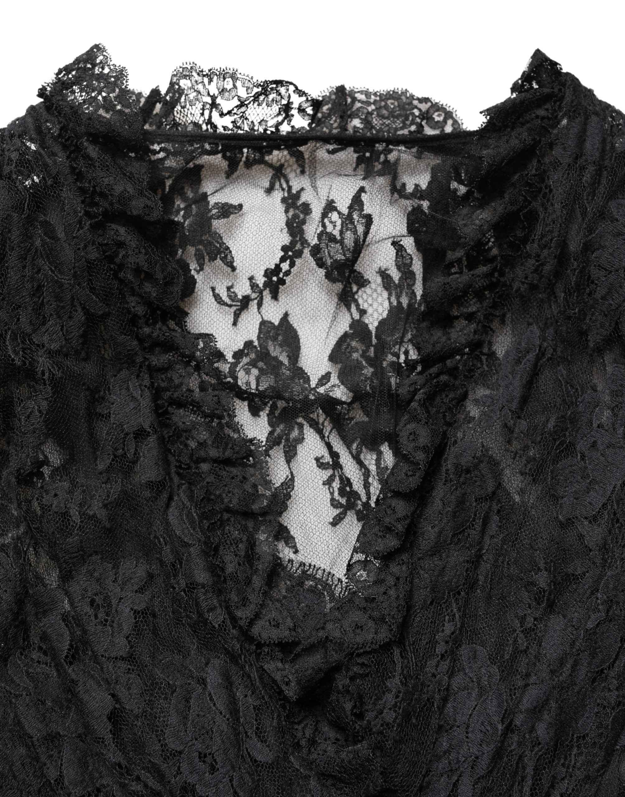 Dolce & Gabbana Black Lace A-line Long Evening Gown Dress