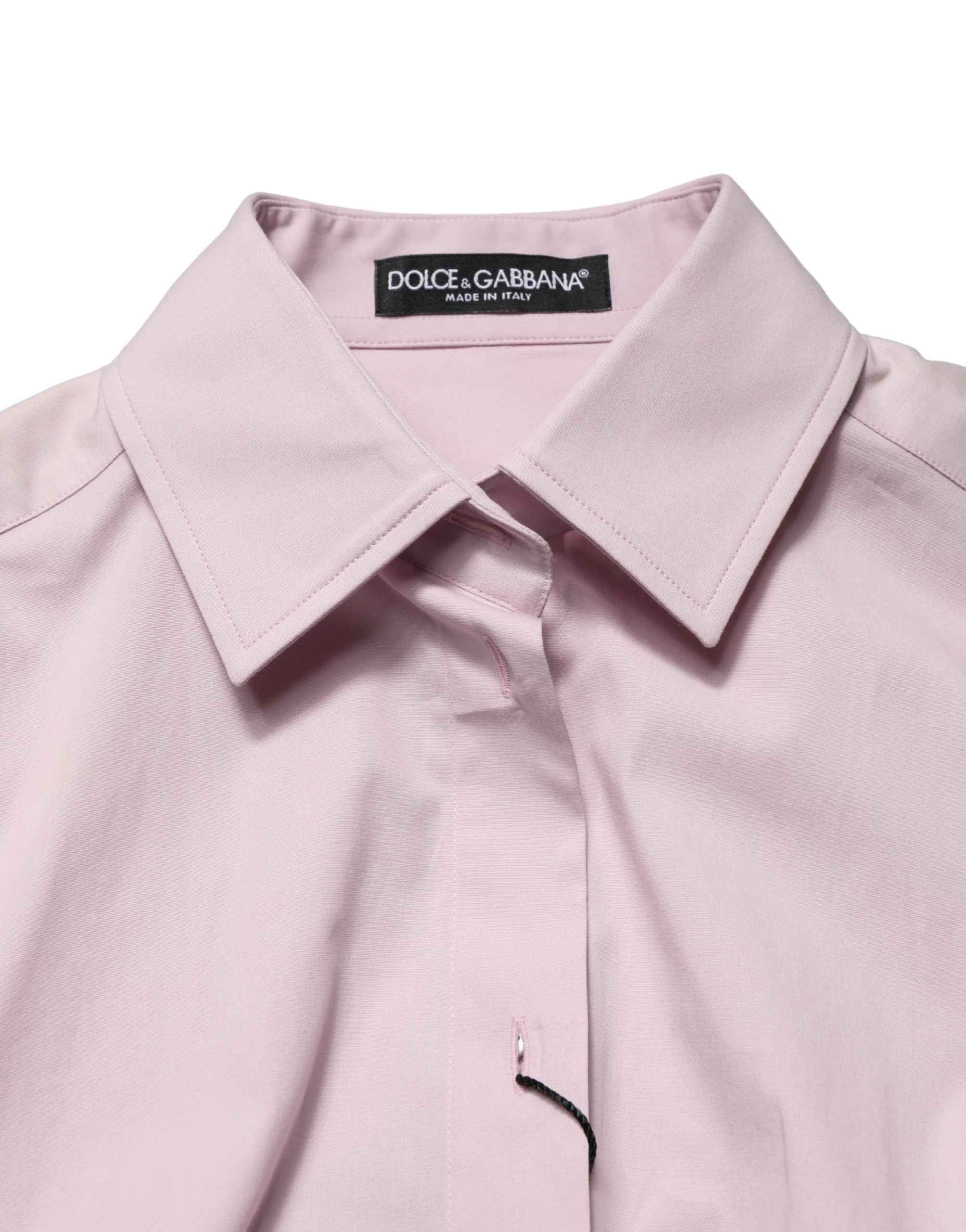 Dolce & Gabbana Pink Cotton Long Sleeves Collared Shirt Top