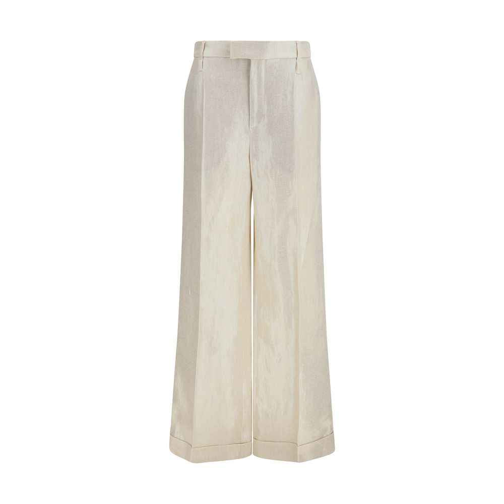Brunello Cucinelli Beige Silk Casual Pants