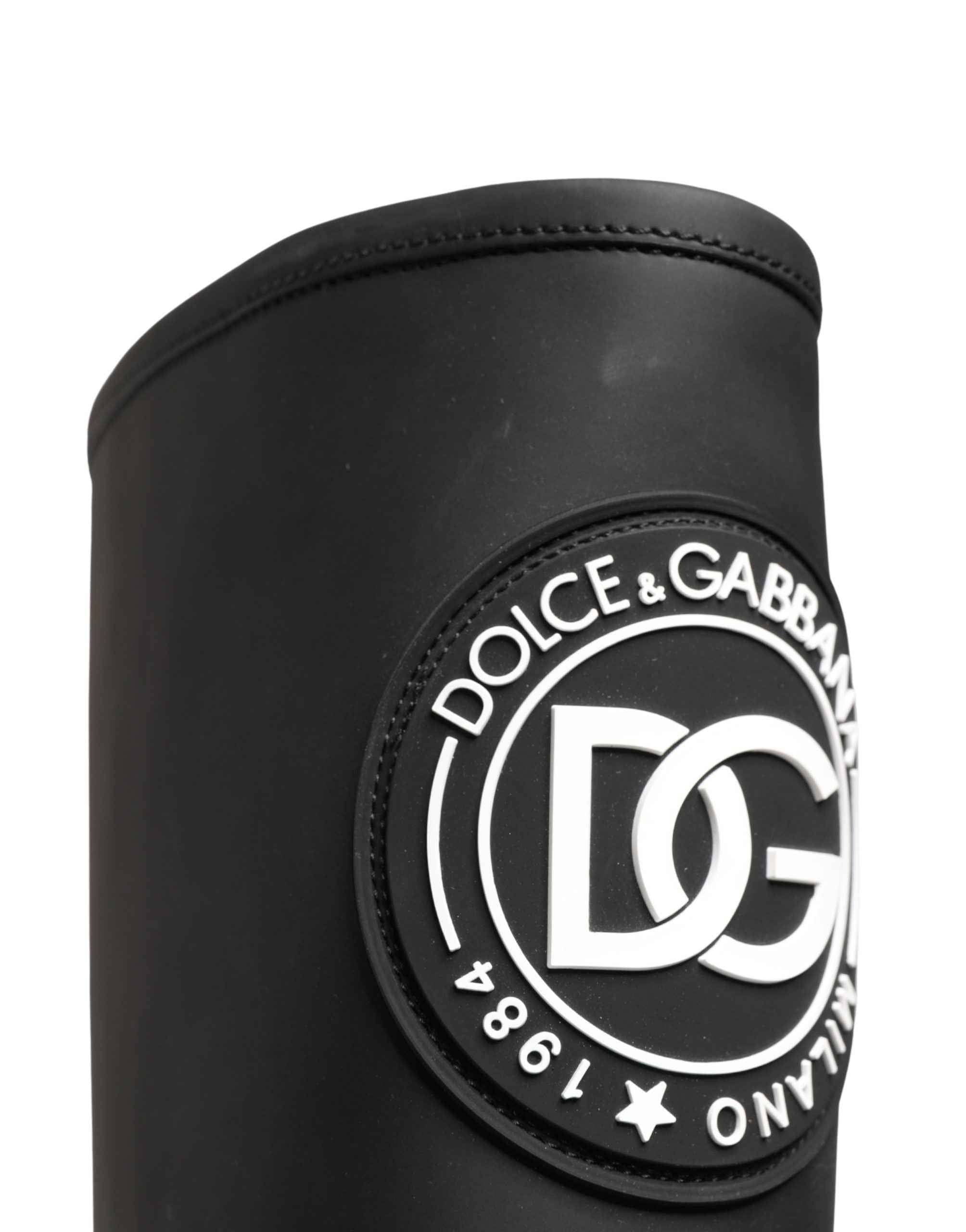 Dolce & Gabbana Black Rubberised Leather High Boots Shoes